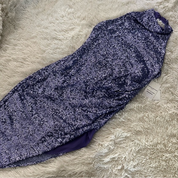 Amanda Uprichard Samba Sequin Halter Midi Dress Gown Medium - Picture 5 of 15